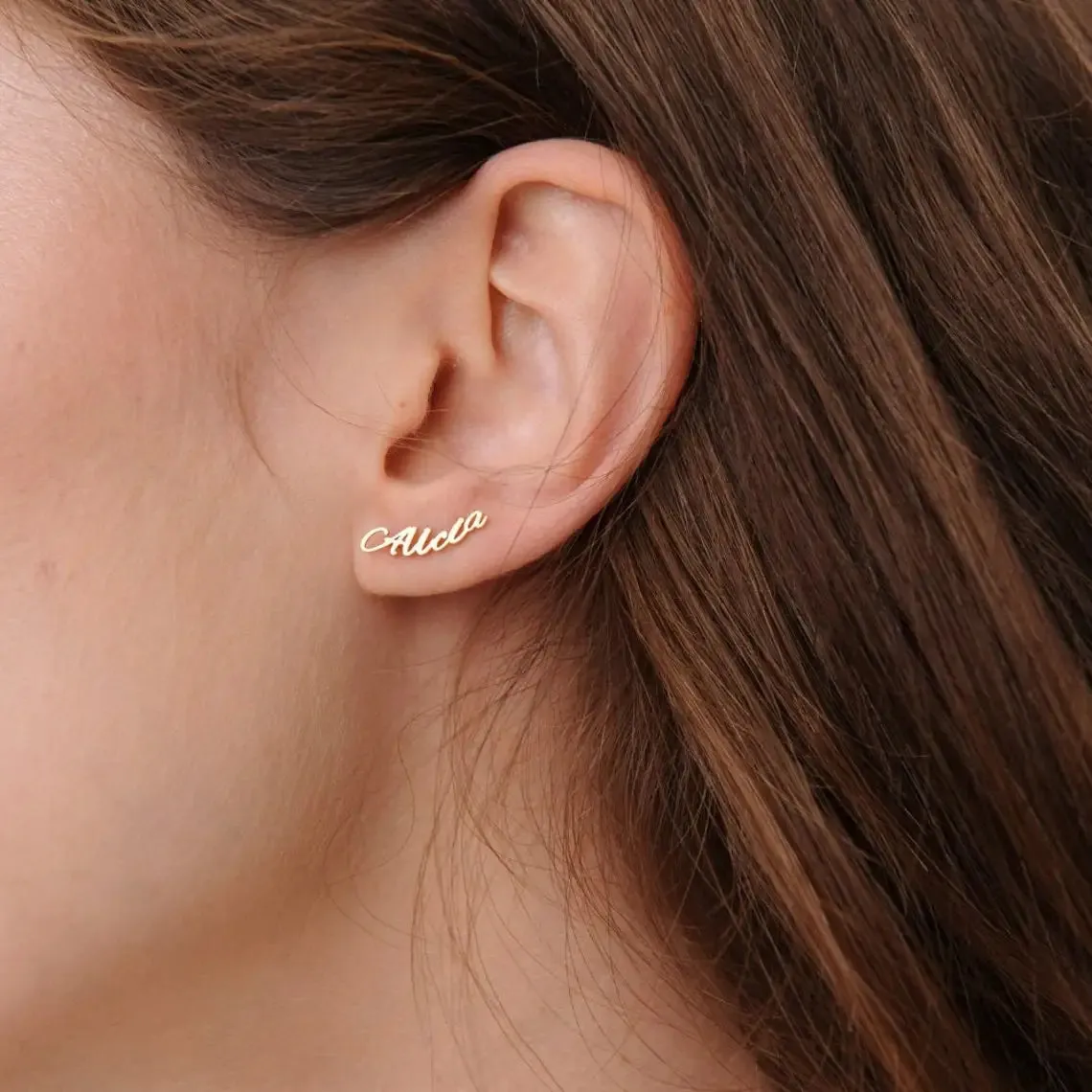 Custom Name Earrings, Personalized Gift for Her, Minimalist Earrings, Personalized Earrings, Mother's Gift, Bridesmaids Gifts (A04)