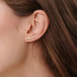 Custom Name Earrings, Personalized Gift for Her, Minimalist Earrings, Personalized Earrings, Mother's Gift, Bridesmaids Gifts (A04)
