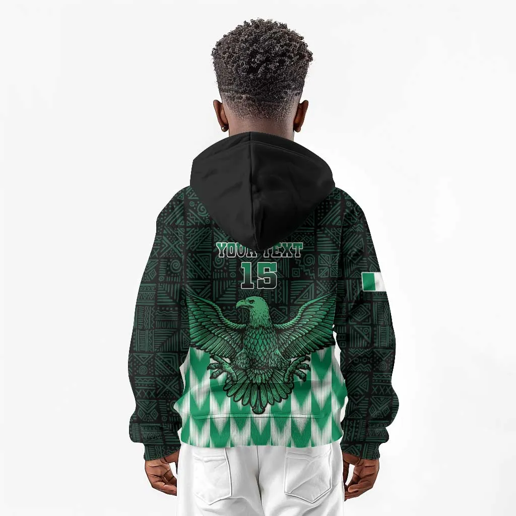 Custom Nigeria Football Kid Hoodie African Pattern LT15
