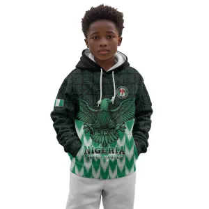 Custom Nigeria Football Kid Hoodie African Pattern LT15