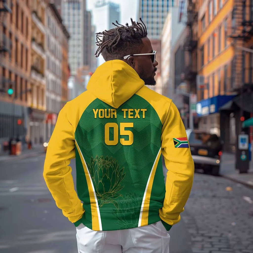 Custom South Africa Cricket Hoodie Go Champions Protea Pattern LT05