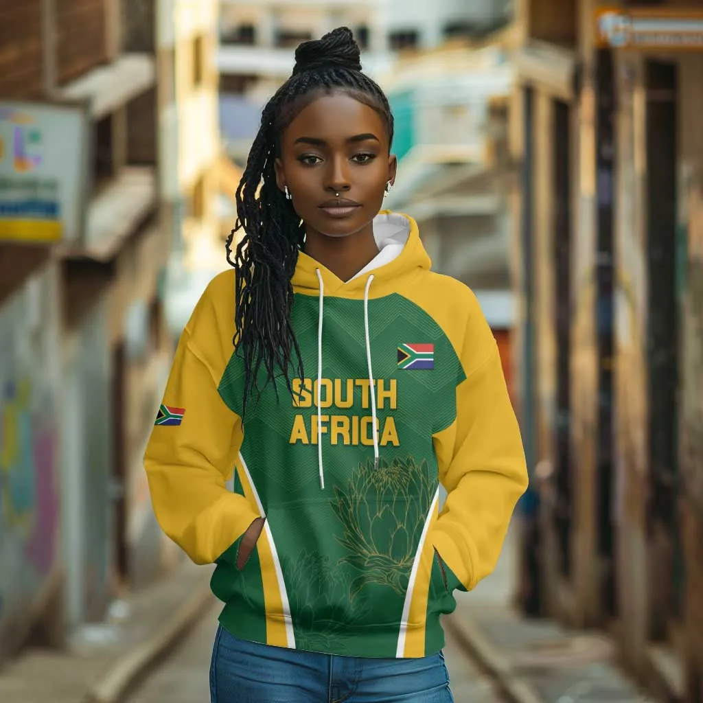 Custom South Africa Cricket Hoodie Go Champions Protea Pattern LT05