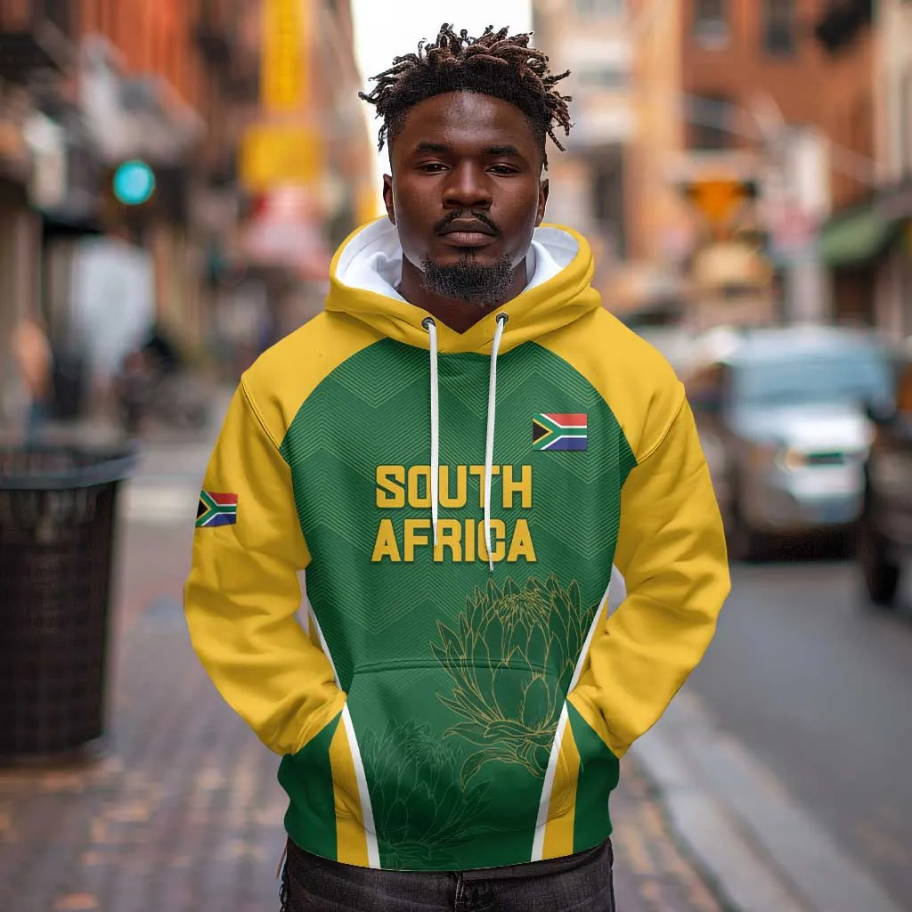 Custom South Africa Cricket Hoodie Go Champions Protea Pattern LT05