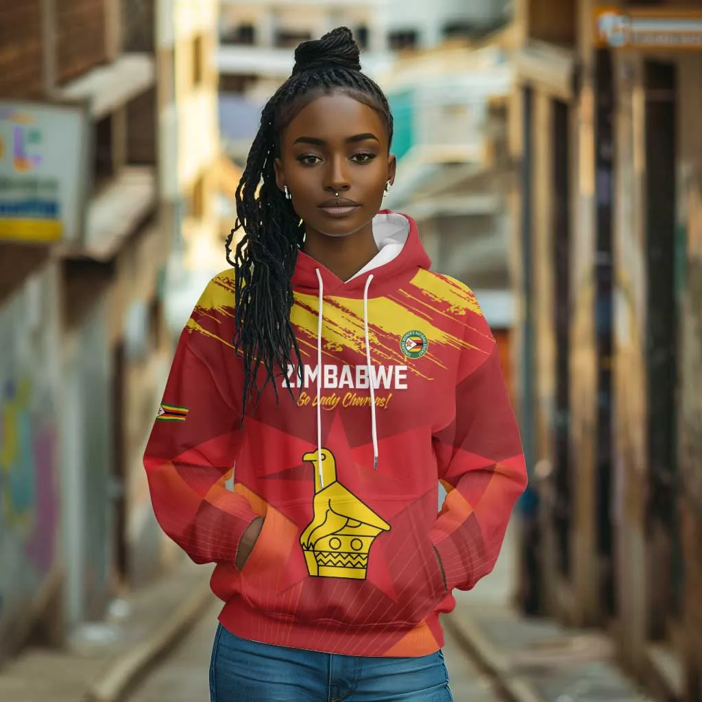 Custom Zimbabwe Cricket Hoodie Go Lady Chevrons Grunge Style LT14