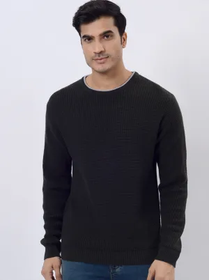 Dark Olive Solid Regular Fit Winter T-Shirt | JadeBlue