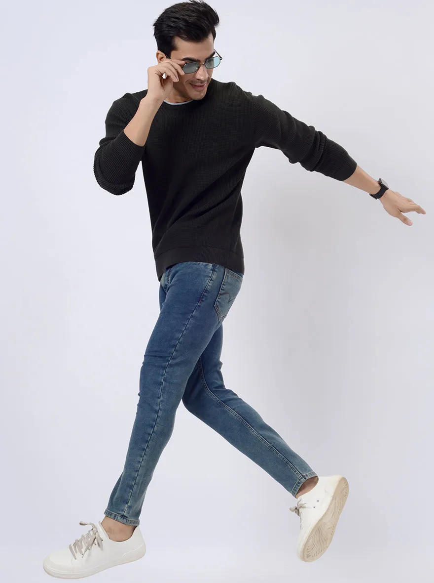 Dark Olive Solid Regular Fit Winter T-Shirt | JadeBlue
