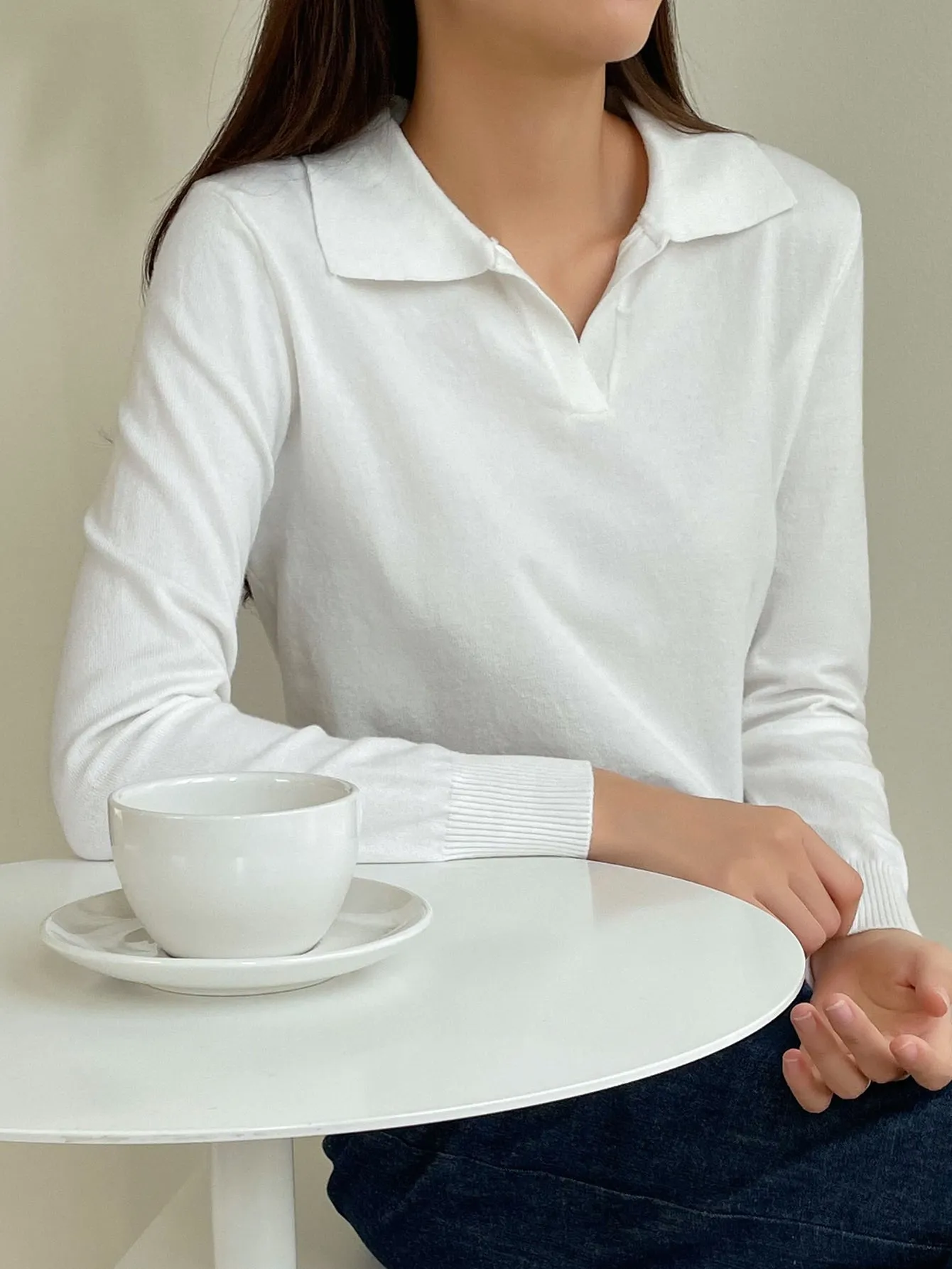 DAZY Striped Pattern Collared Sweater