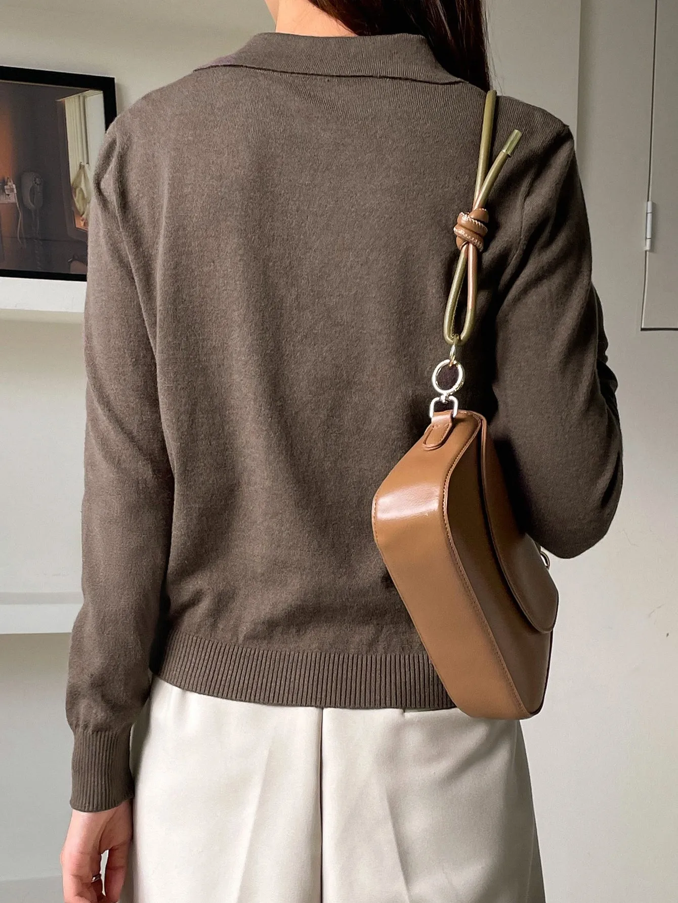 DAZY Striped Pattern Collared Sweater