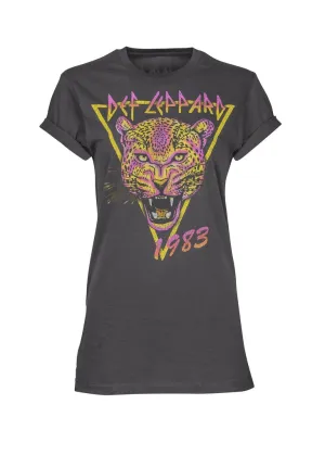 Def Leppard Oversized Neon Cat Band Tee by Goodie Two Sleeves