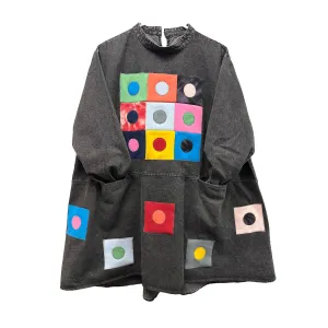 Denim Oversized Dress with T-shirt Appliqué
