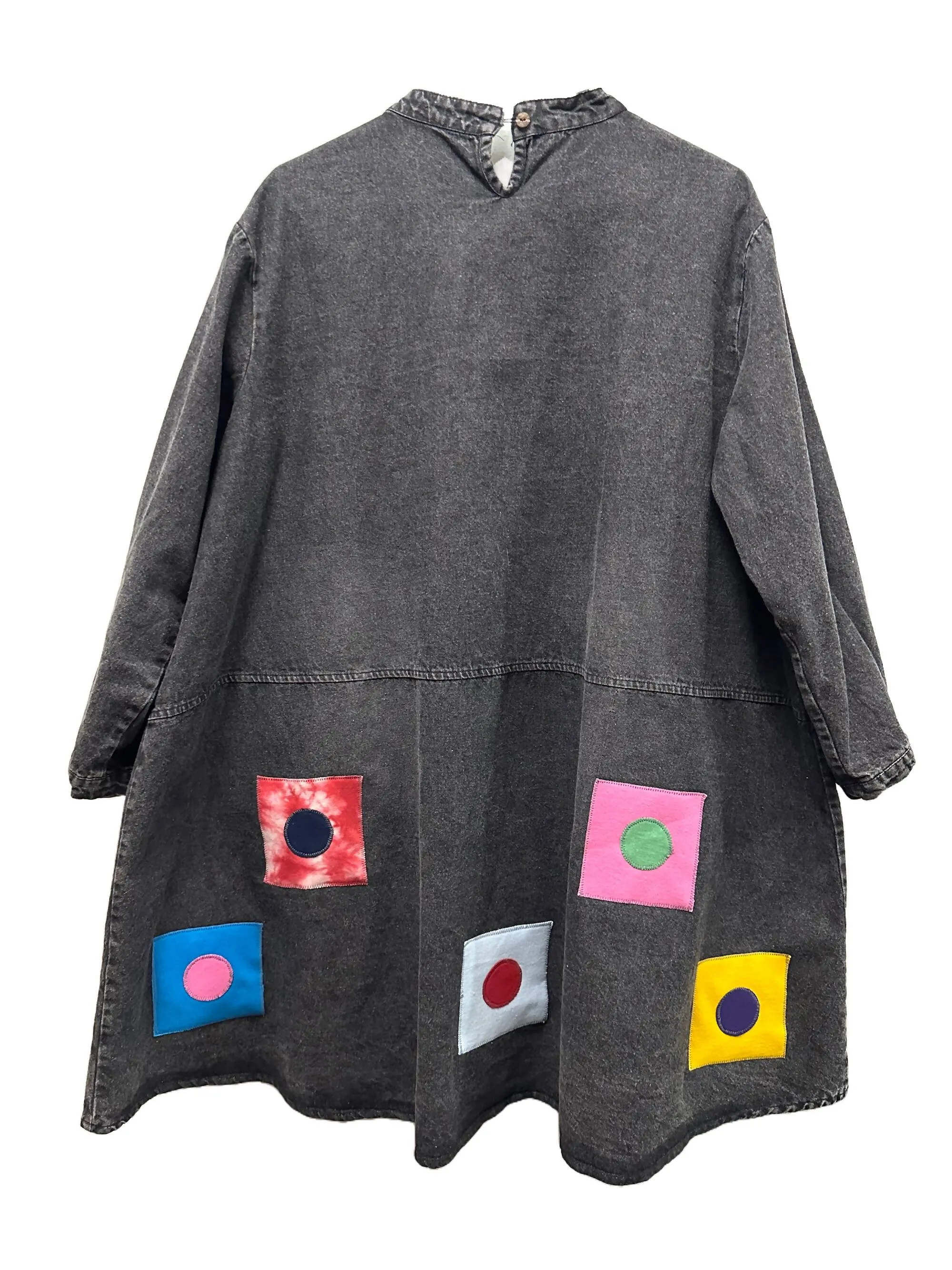 Denim Oversized Dress with T-shirt Appliqué