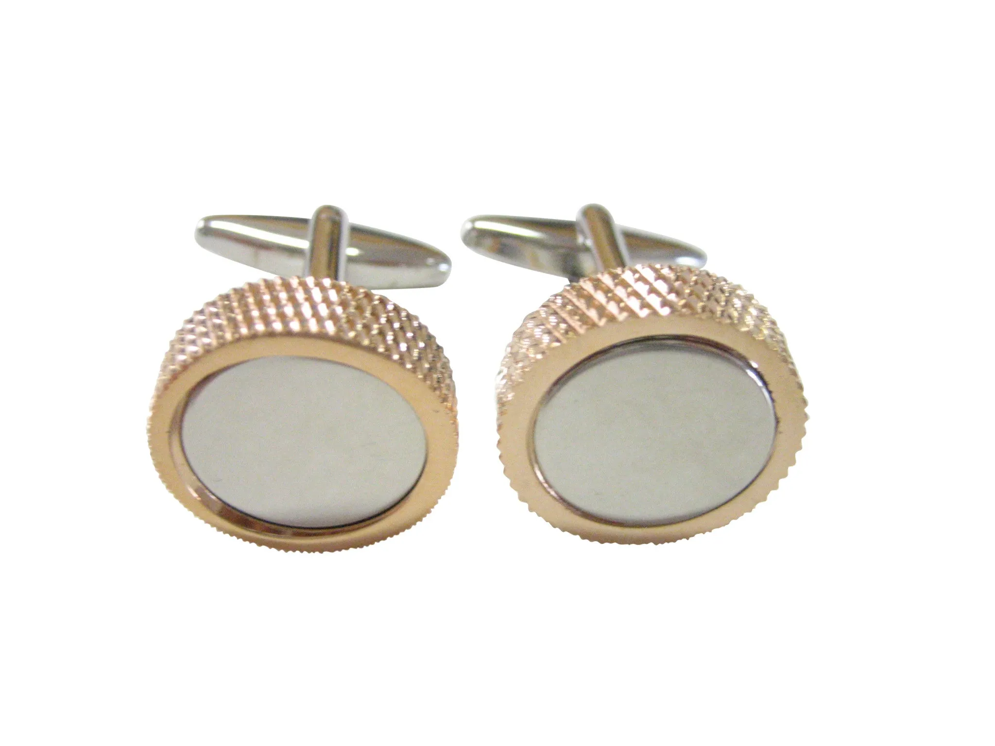 Dual Toned Textured Circle Cufflinks