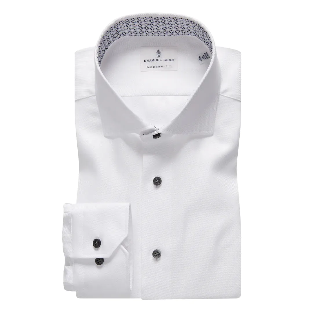 EMANUEL BERG Textured Casual Shirt | White Black