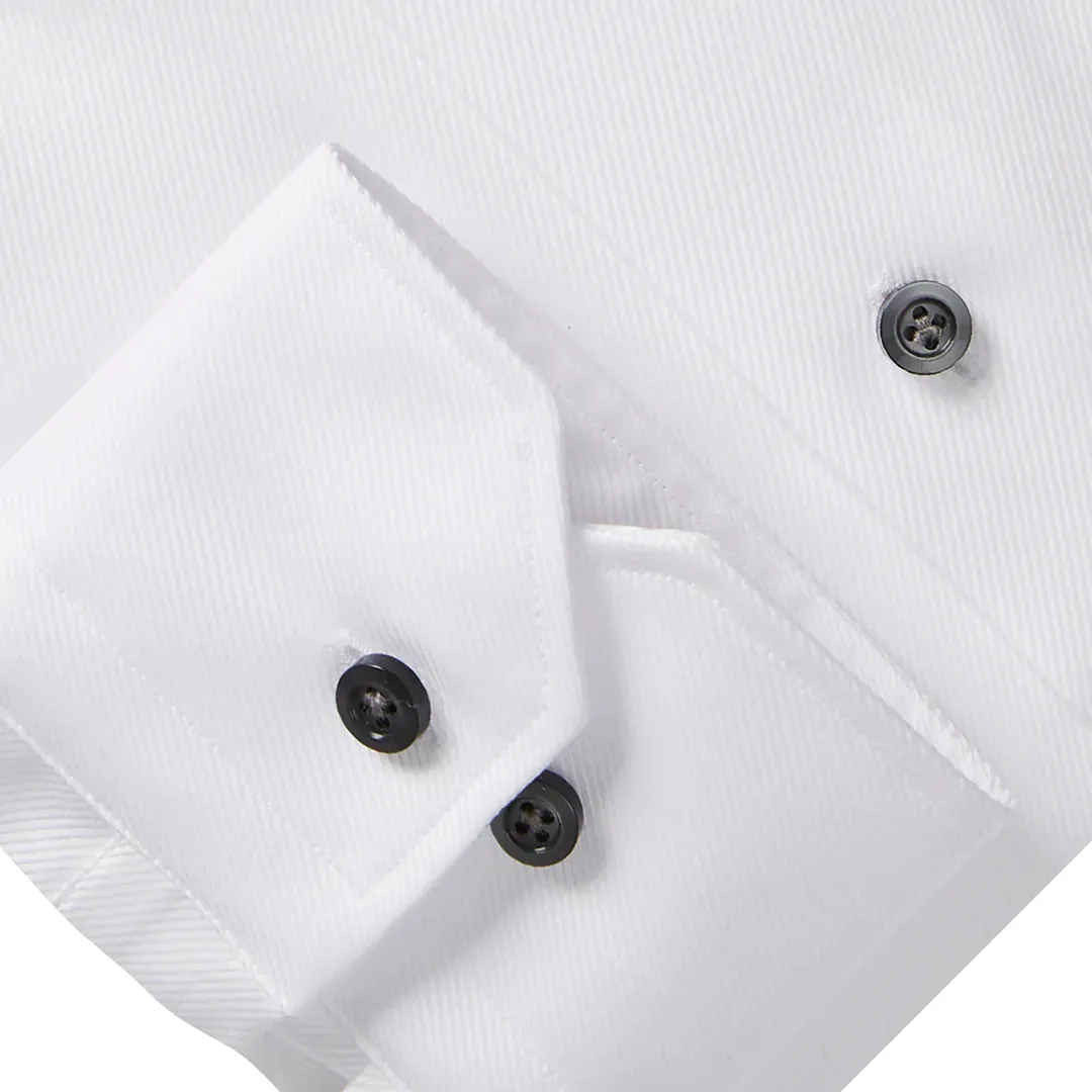 EMANUEL BERG Textured Casual Shirt | White Black
