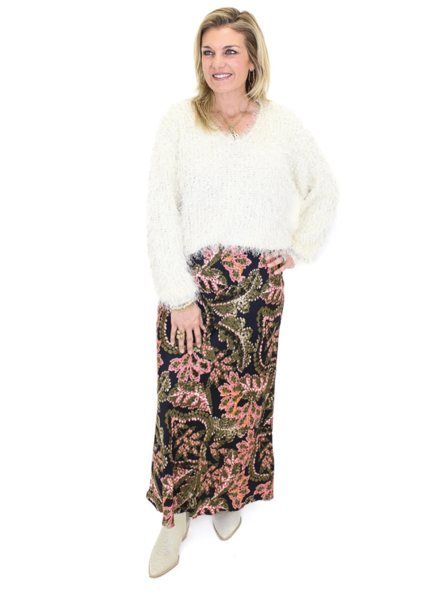 Esqualo Eyelash Crochet Sweater - Ivory