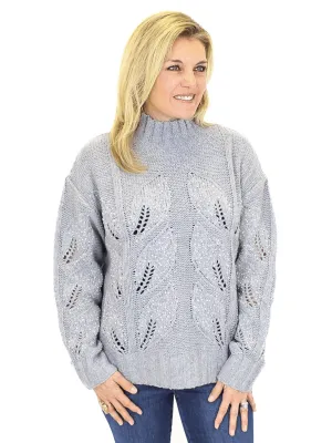 Esqualo Pearl Embellished Melange Sweater - Gray