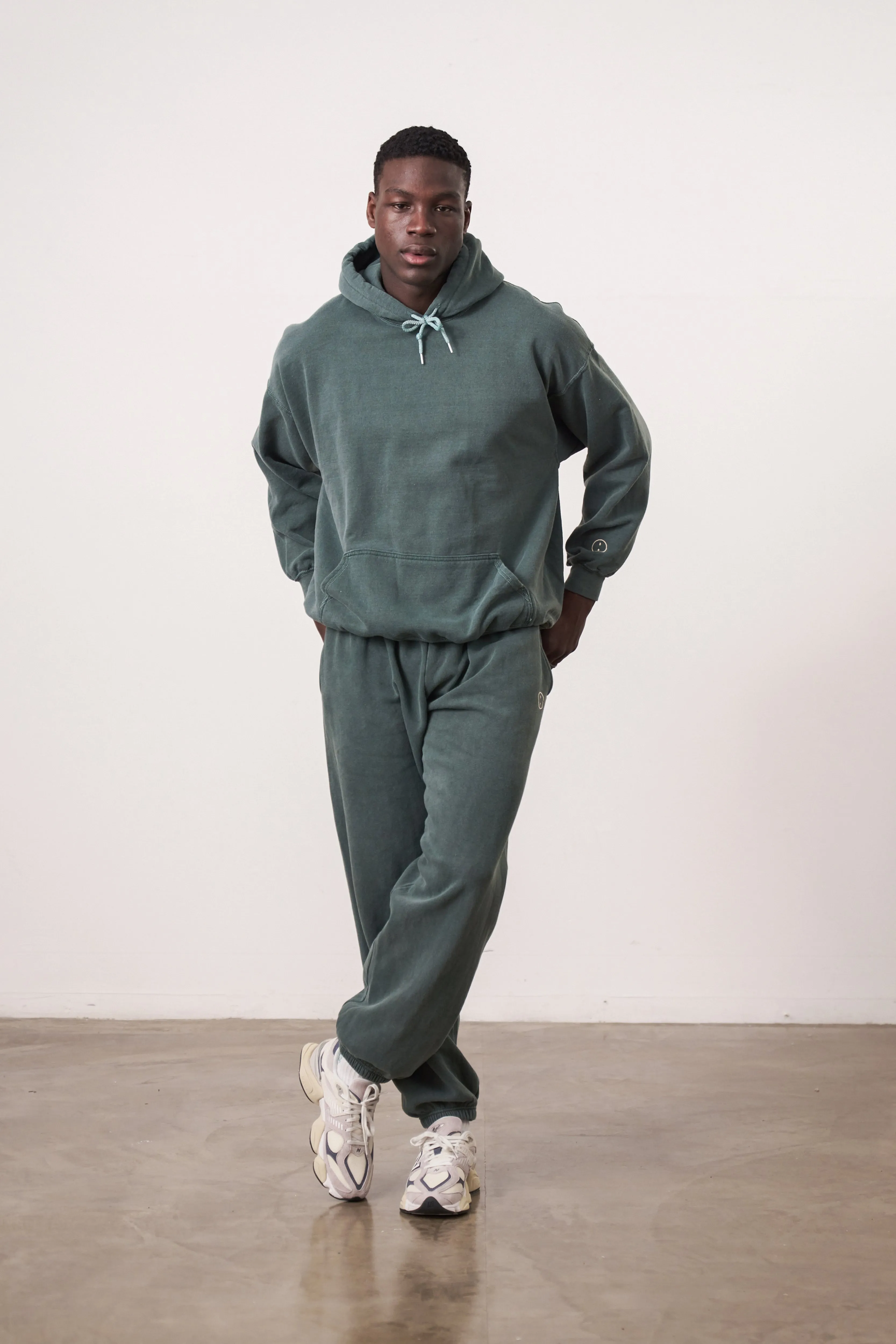 Essentials Vintage Washed Hoodie & Jogger Set - Forest