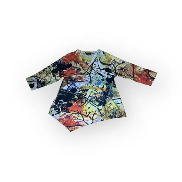 Et Lois Asymetrical Print V Neck Women's Sweater