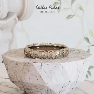 Eternity Wedding Ring Unique Sculpted Floral Foliage 4mm Wide - Caroline Ring