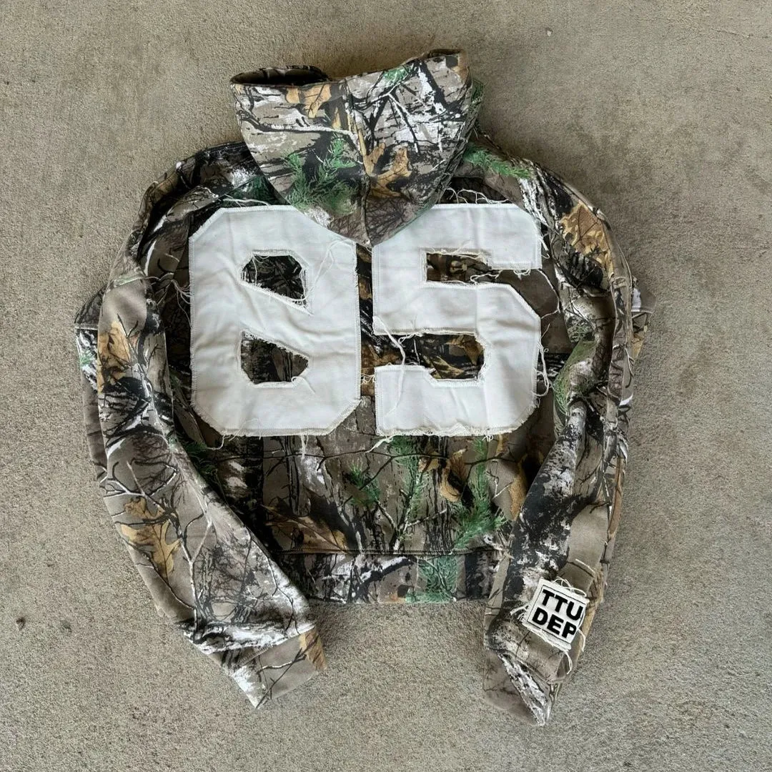 European & American Retro Camouflage Embroidered Letter Zipper Hoodie - Y2K Loose Hip-hop Streetwear for Men & Women