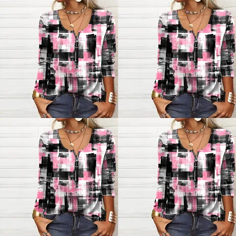 Eva janssen - pink blouse with modern print