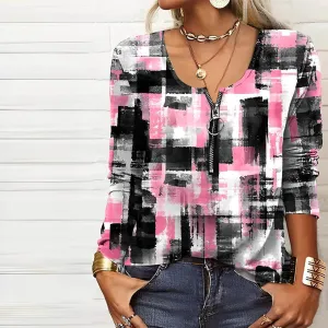 Eva janssen - pink blouse with modern print