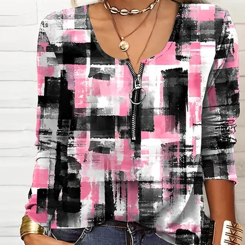 Eva janssen - pink blouse with modern print
