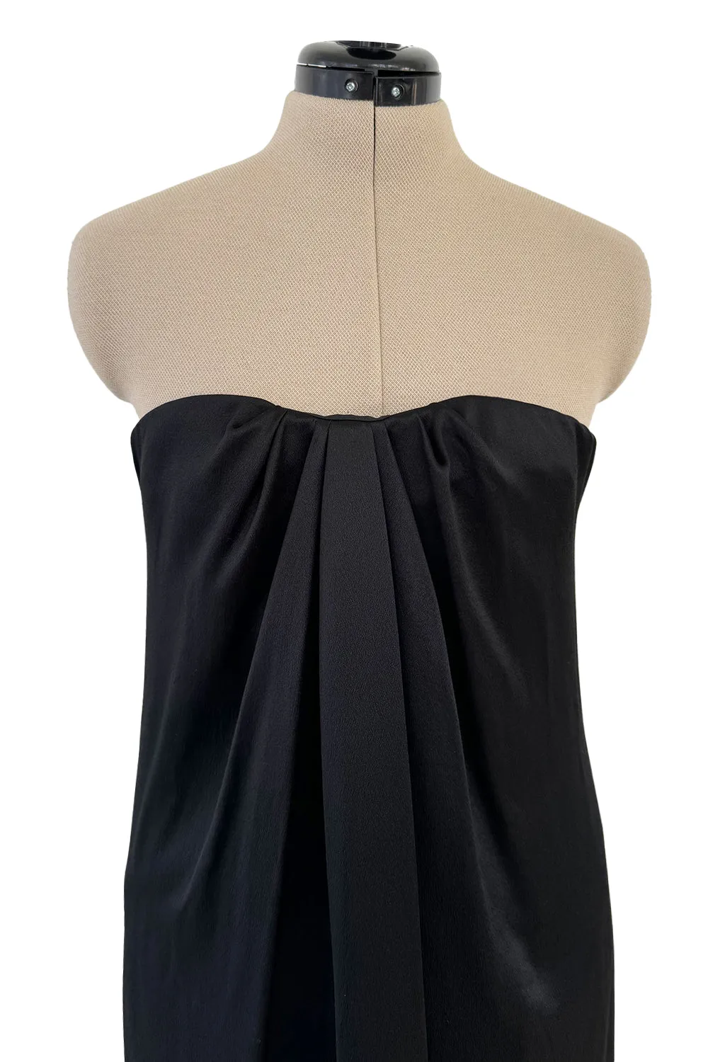 Fabulous 2008 Alexander McQueen Strapless Black Silk Dress w Vibrant Pink Patent Leather Belt