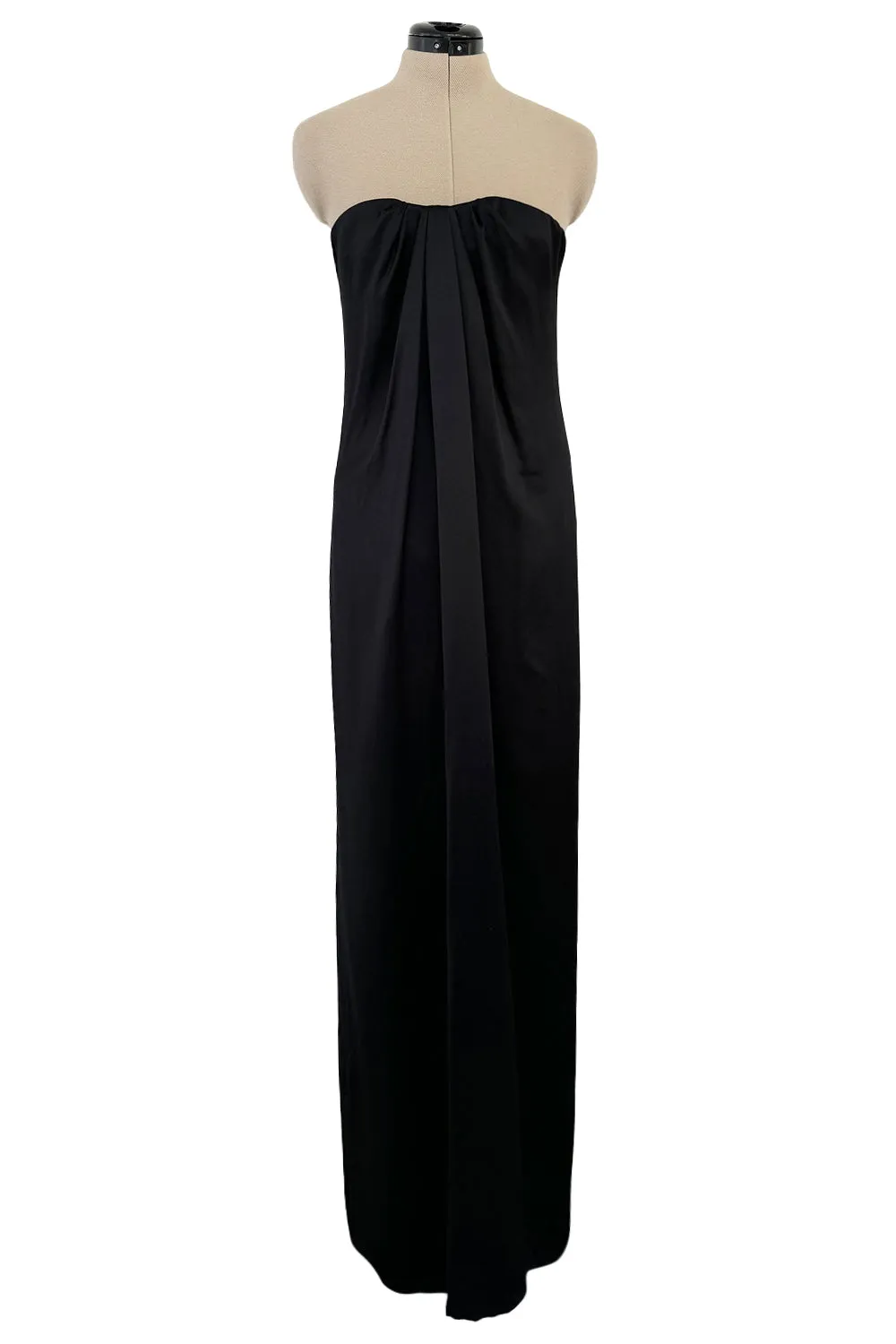Fabulous 2008 Alexander McQueen Strapless Black Silk Dress w Vibrant Pink Patent Leather Belt