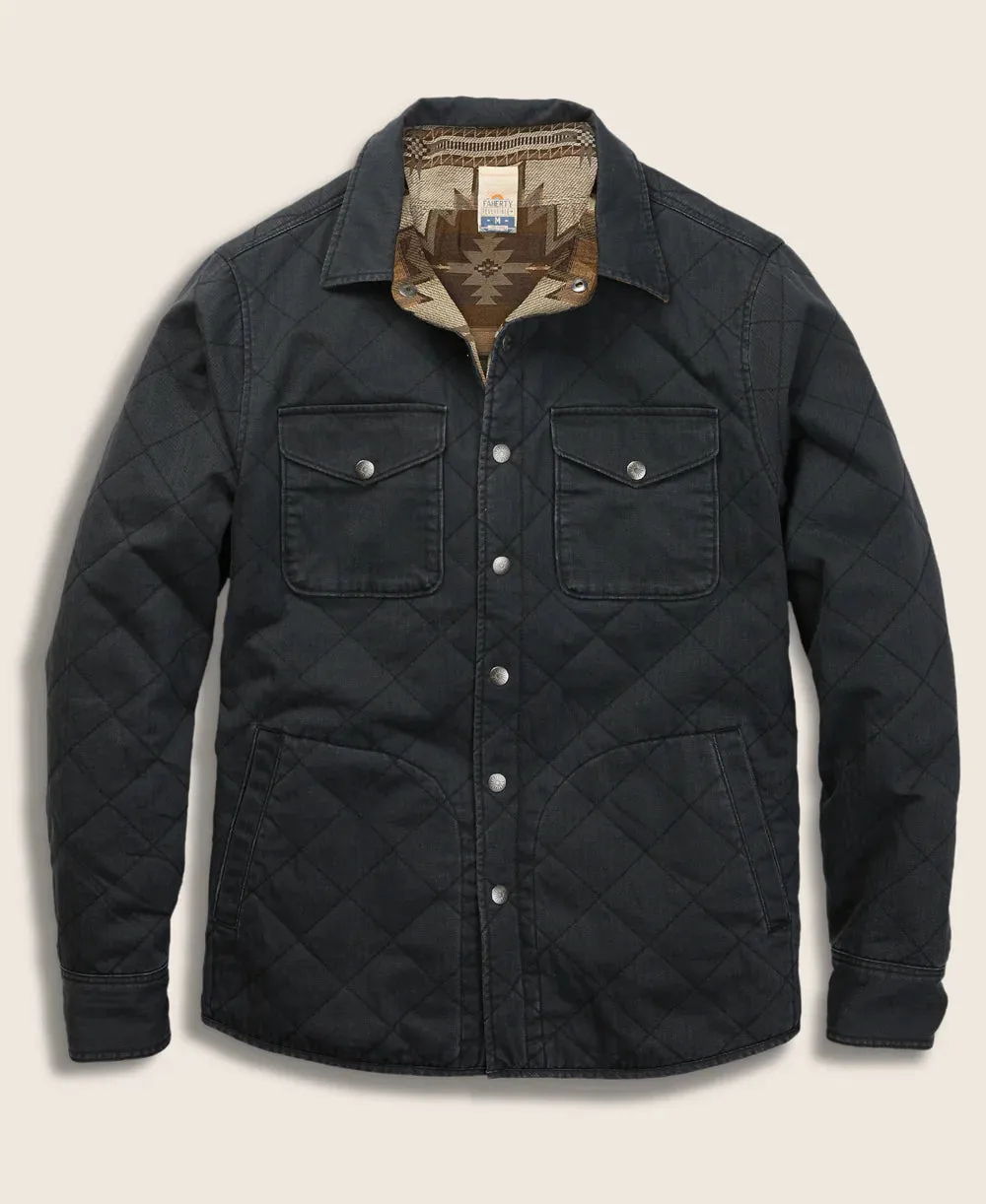 FAHERTY DOUG GOOD FEATHER REVERSIBLE BONDI JACKET IN WASHED BLACK CASCADE STAR NATION