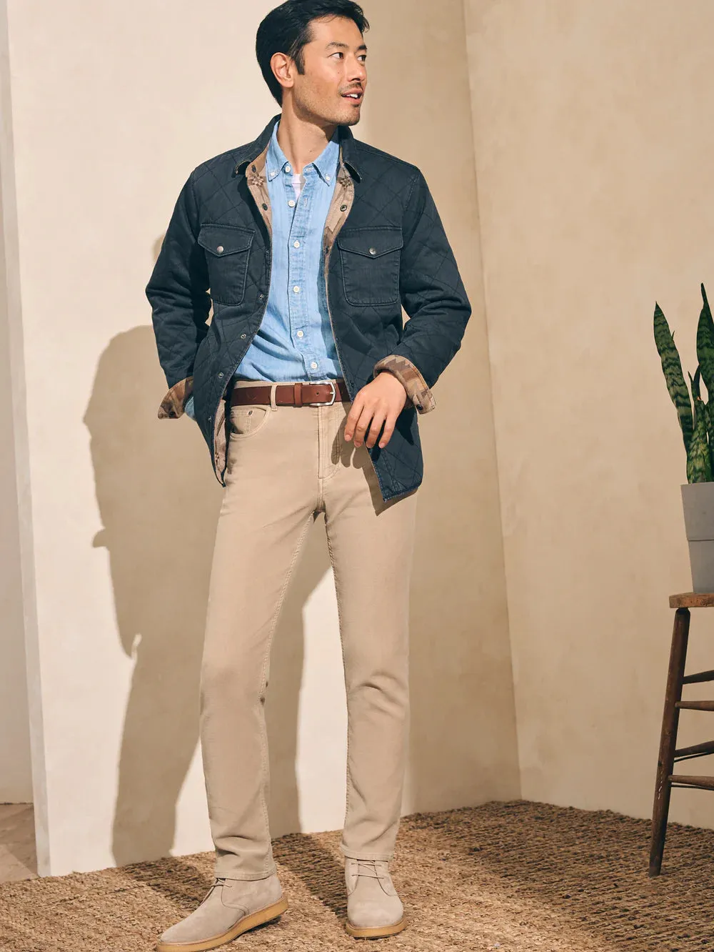 FAHERTY DOUG GOOD FEATHER REVERSIBLE BONDI JACKET IN WASHED BLACK CASCADE STAR NATION