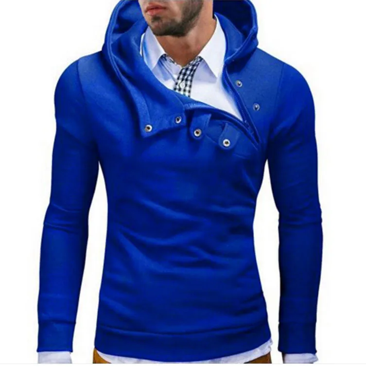 Fashion Oblique Zipper Style Men Hoodies Autumn Clothing Slim Fit Poleron Hombre Plus Size M-3XL Assassins Creed Hoodie