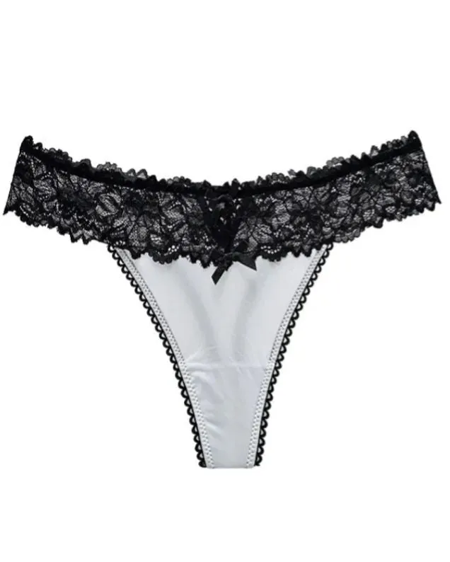 Female Mesh Solid Color Lace Underwear