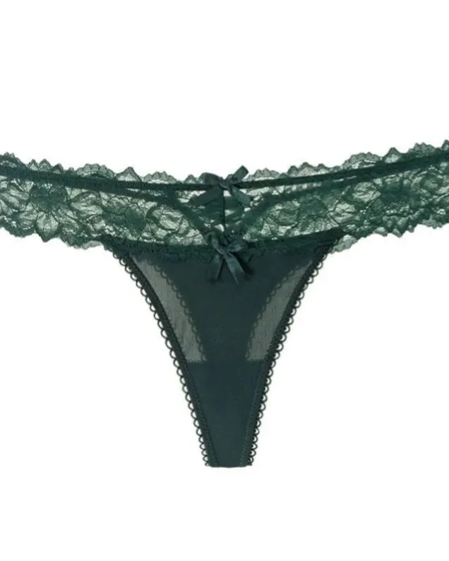 Female Mesh Solid Color Lace Underwear