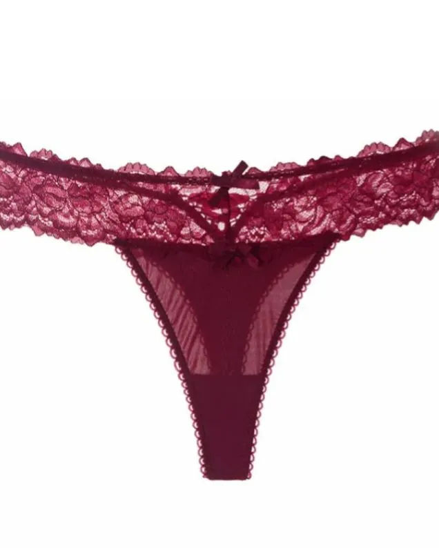 Female Mesh Solid Color Lace Underwear