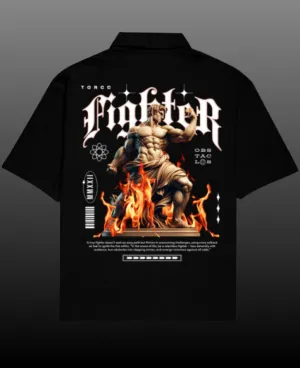 Fighter Cuban Collar Shirt for Men | Baggy Shirts for Men | Men's Bowling Shirts