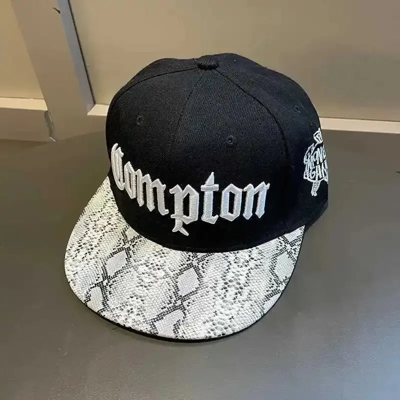 Flat brim unisex hip-hop baseball cap with embroidery, adjustable streetwear hat for outdoor use and sun protection