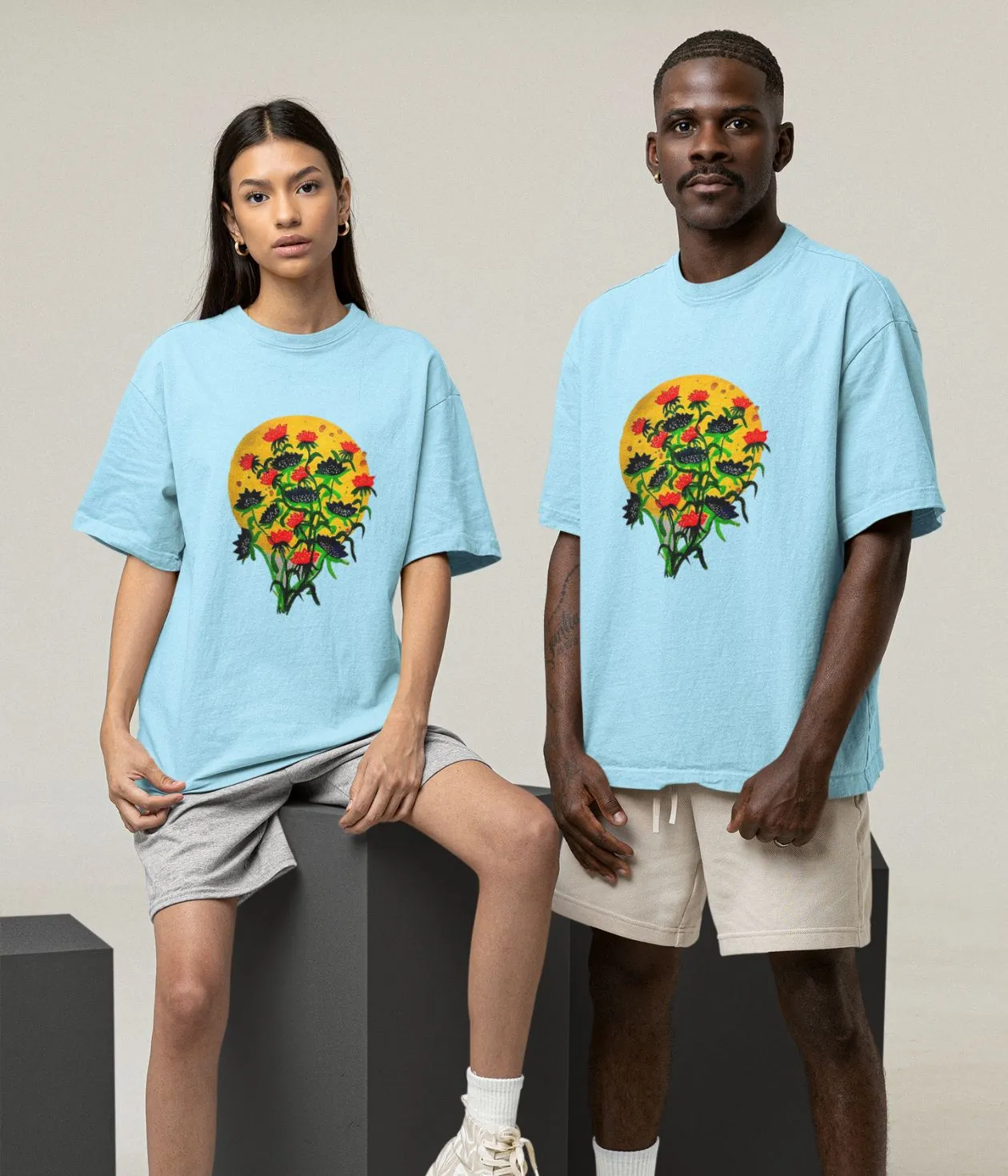 Floral Dusk - Oversized Classic T-Shirt