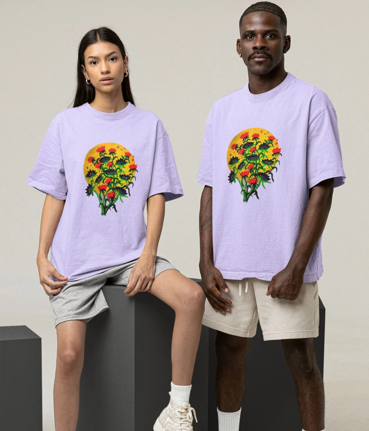 Floral Dusk - Oversized Classic T-Shirt