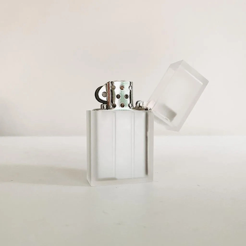 Frosted White Hard Edge Refillable Lighter