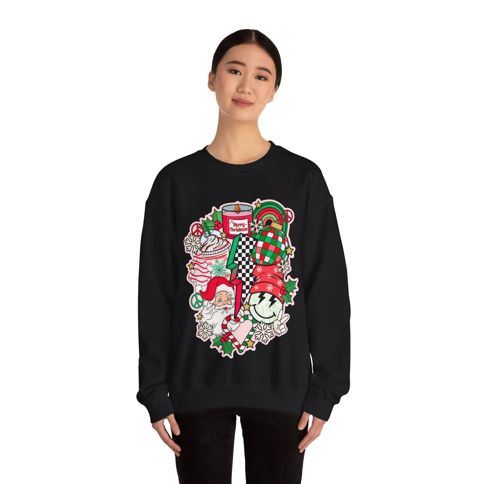 Gildan Unisex Heavy Blend™ Crewneck Sweatshirt | Retro Christmas Collage