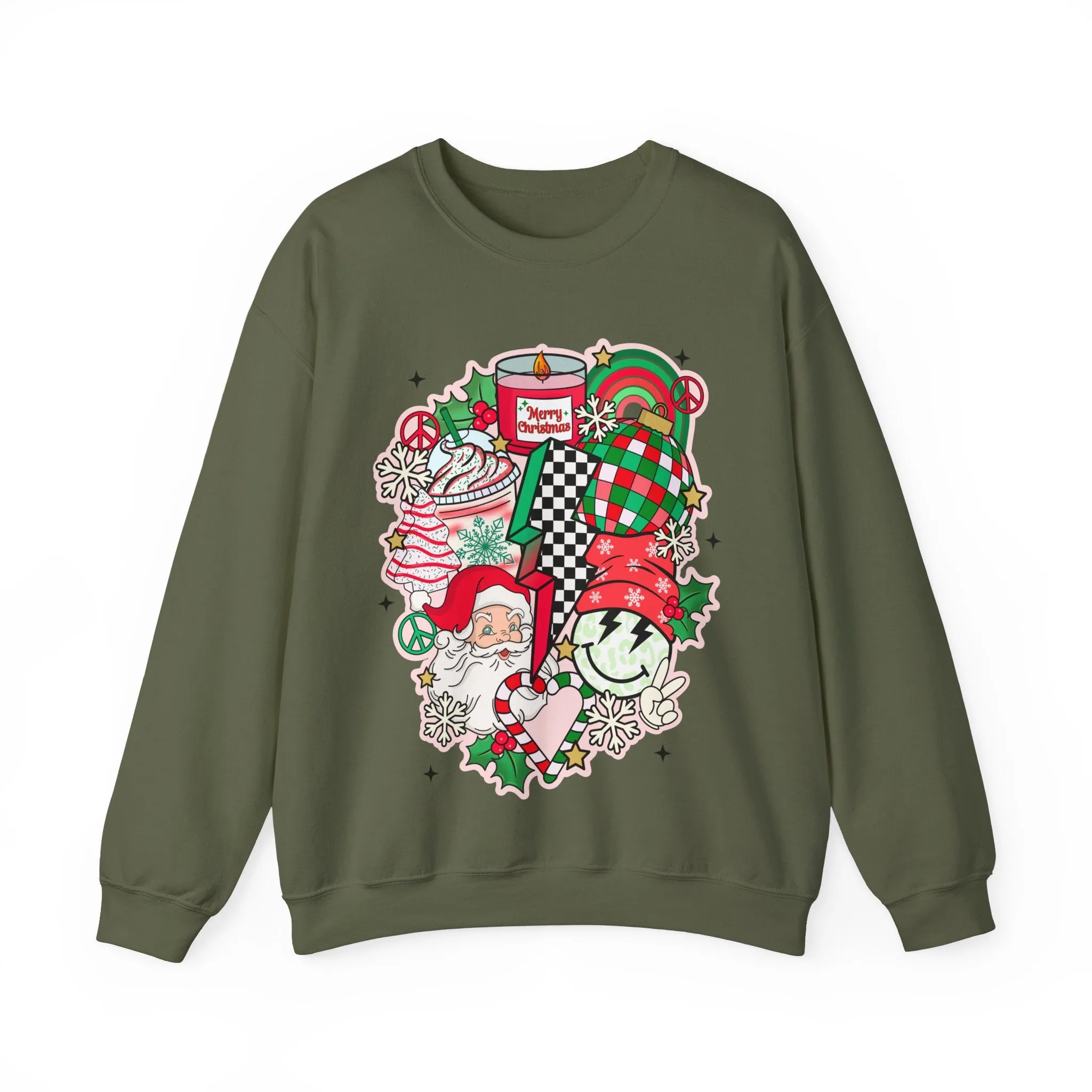Gildan Unisex Heavy Blend™ Crewneck Sweatshirt | Retro Christmas Collage