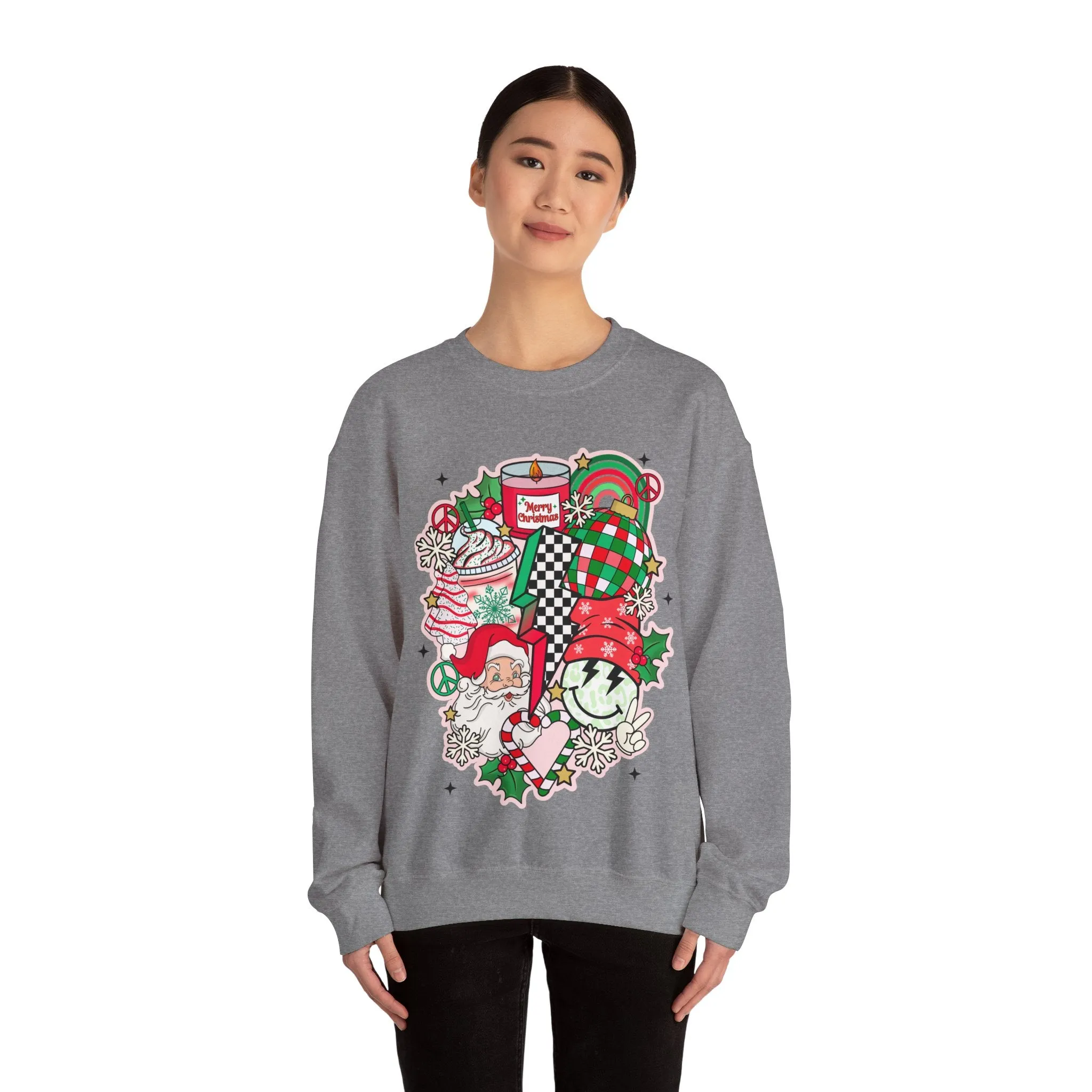 Gildan Unisex Heavy Blend™ Crewneck Sweatshirt | Retro Christmas Collage
