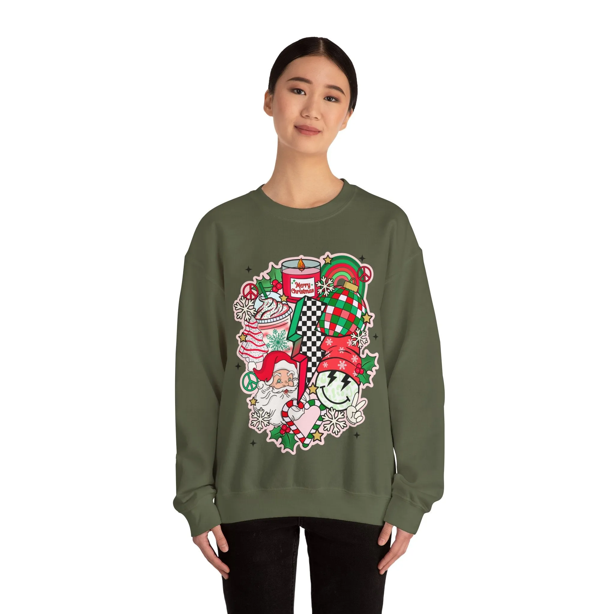 Gildan Unisex Heavy Blend™ Crewneck Sweatshirt | Retro Christmas Collage