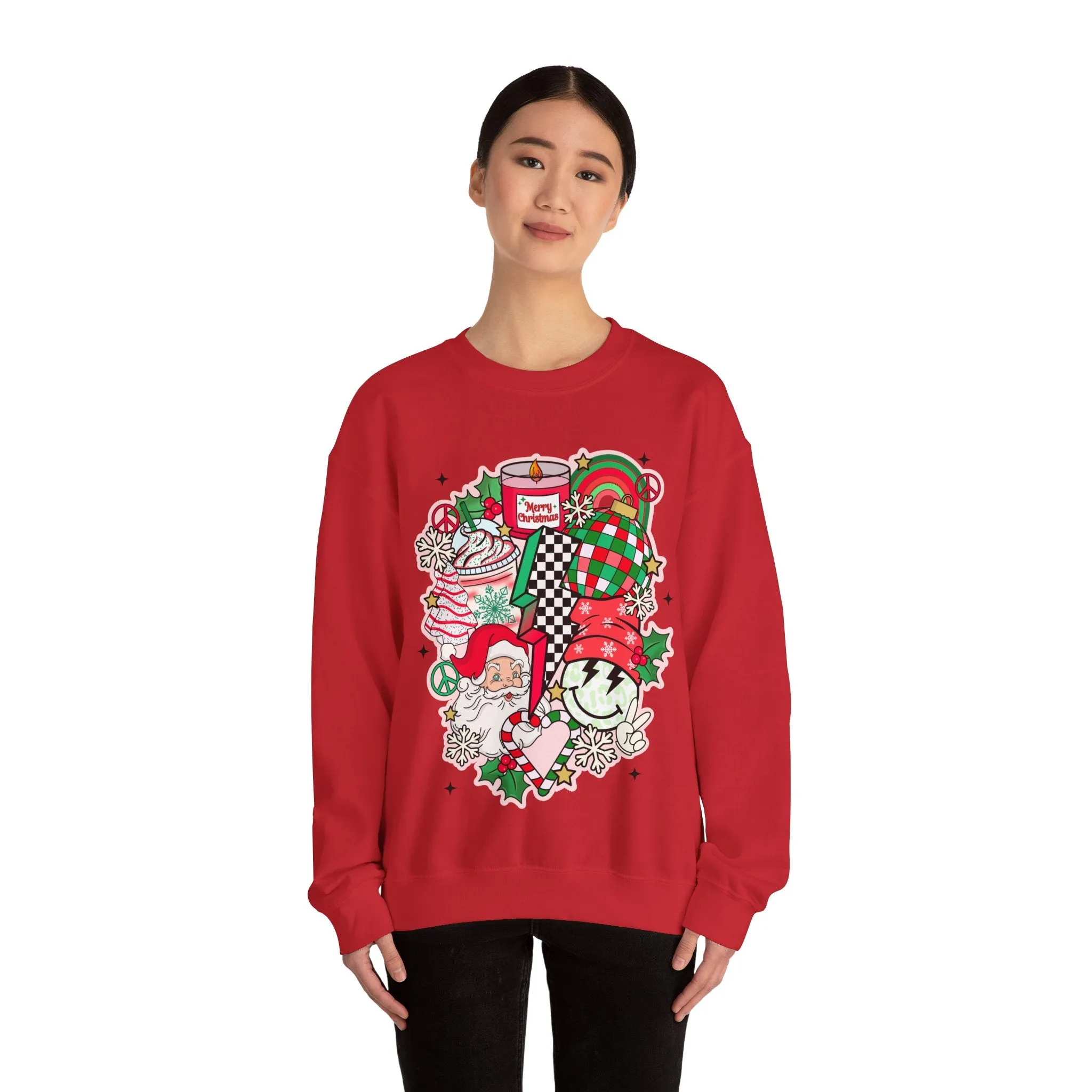 Gildan Unisex Heavy Blend™ Crewneck Sweatshirt | Retro Christmas Collage