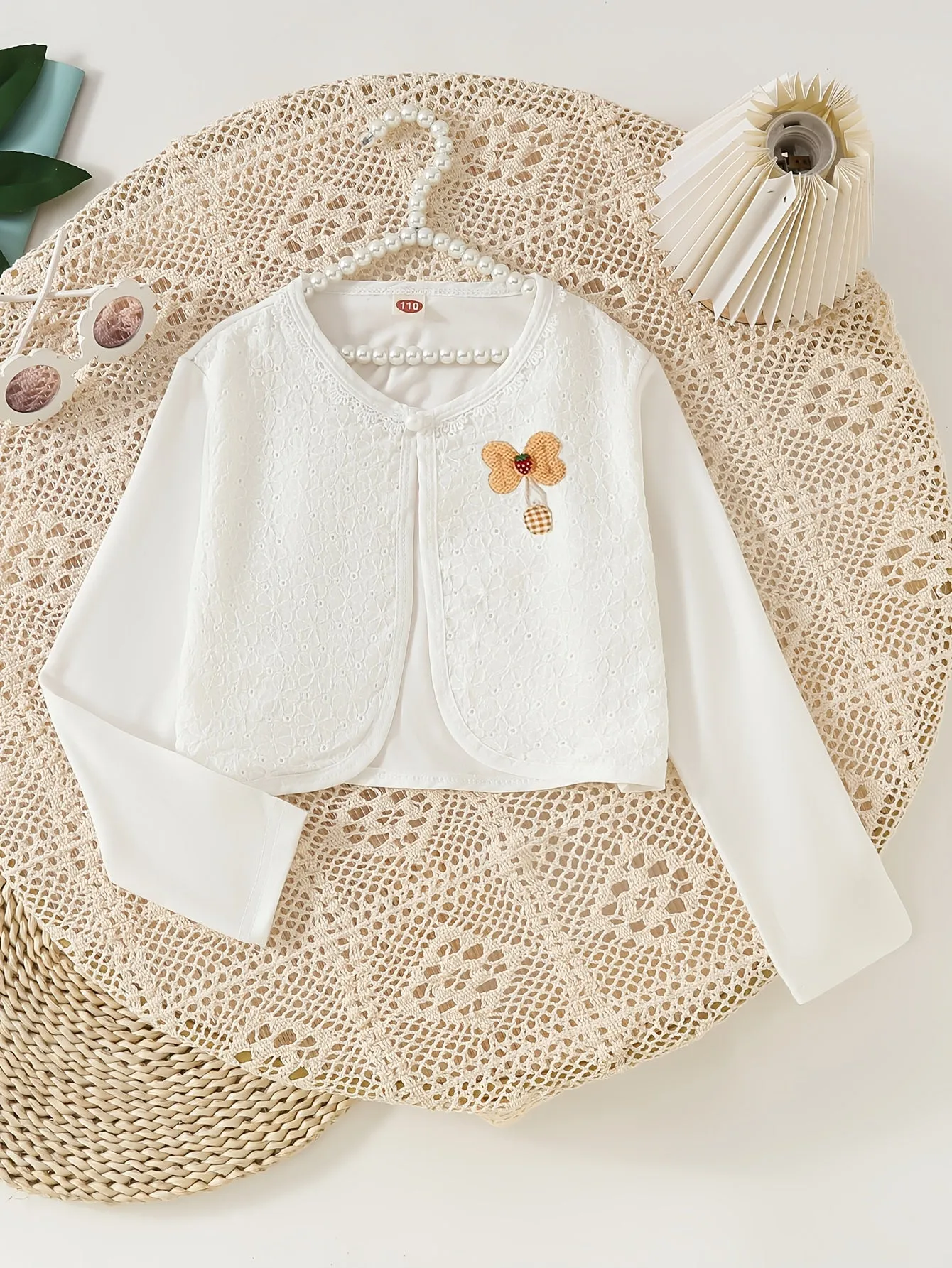 Girls Bowknot Crop Long Sleeve Shawl Cardigan, Versatile & Exquisite Dress Cover Up, Cardigan Coat For Spring Summer Autumn Party