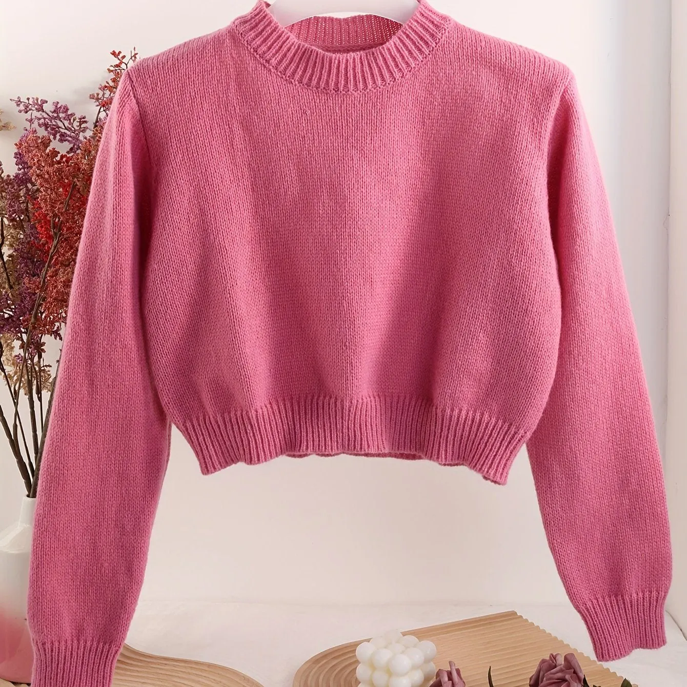 Girls Cozy Retro Knit Sweater - Soft Round Neck, Loose Fit, Versatile Short Pullover Top for Casual Daily Wear - Perfect for Fall and Winter Seasons
