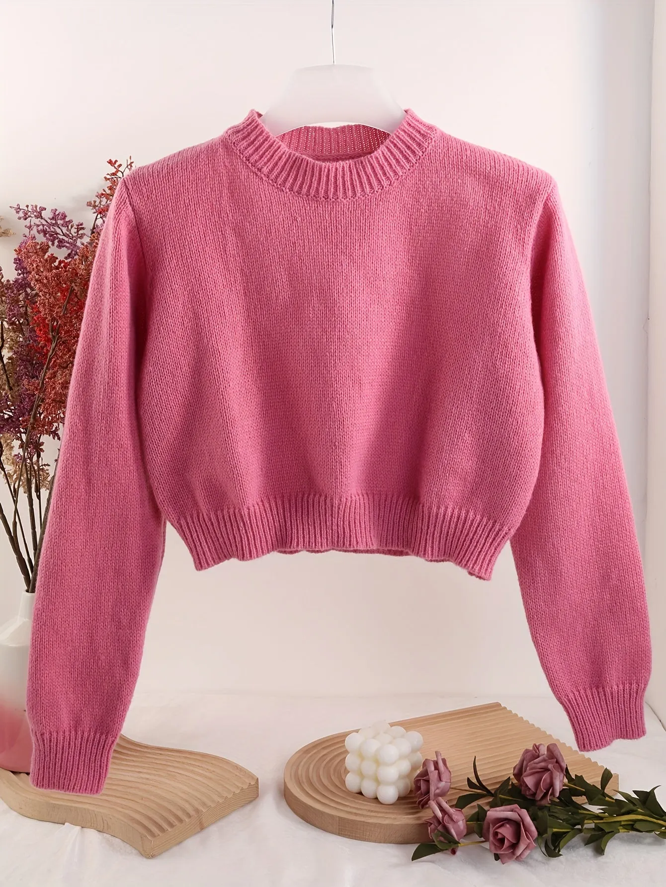 Girls Cozy Retro Knit Sweater - Soft Round Neck, Loose Fit, Versatile Short Pullover Top for Casual Daily Wear - Perfect for Fall and Winter Seasons