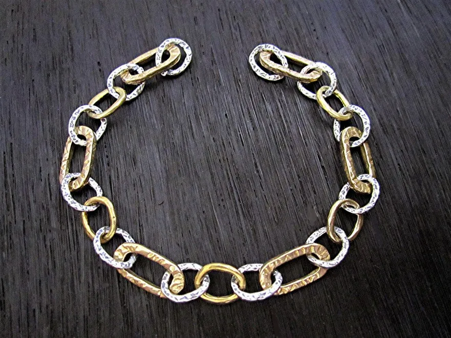 Gold Bronze Textured Artisan Oval Closed Jump Rings and Links (set of 2) (N)