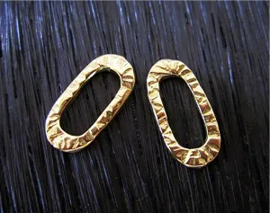 Gold Bronze Textured Artisan Oval Closed Jump Rings and Links (set of 2) (N)